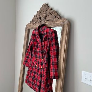 Misguided tux dress with gold buttons in red plaid size 4 WORN ONCE